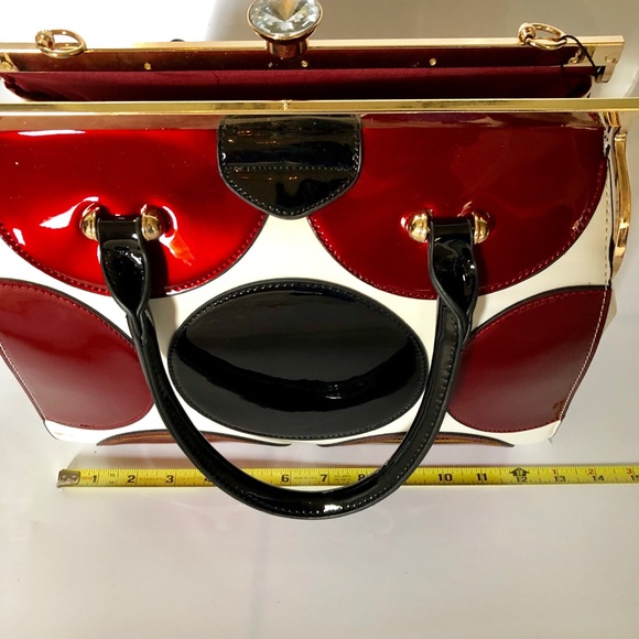 Patten Leather Burgundy Black & White Bag - Picture 6 of 8